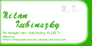 milan kubinszky business card